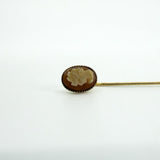 Vintage 9ct Cameo Shell Left Facing Stick Pin 375 (London 1980)