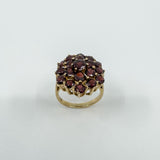 Large Vintage 9ct Gold Garnet Cocktail Cluster Ring Size L