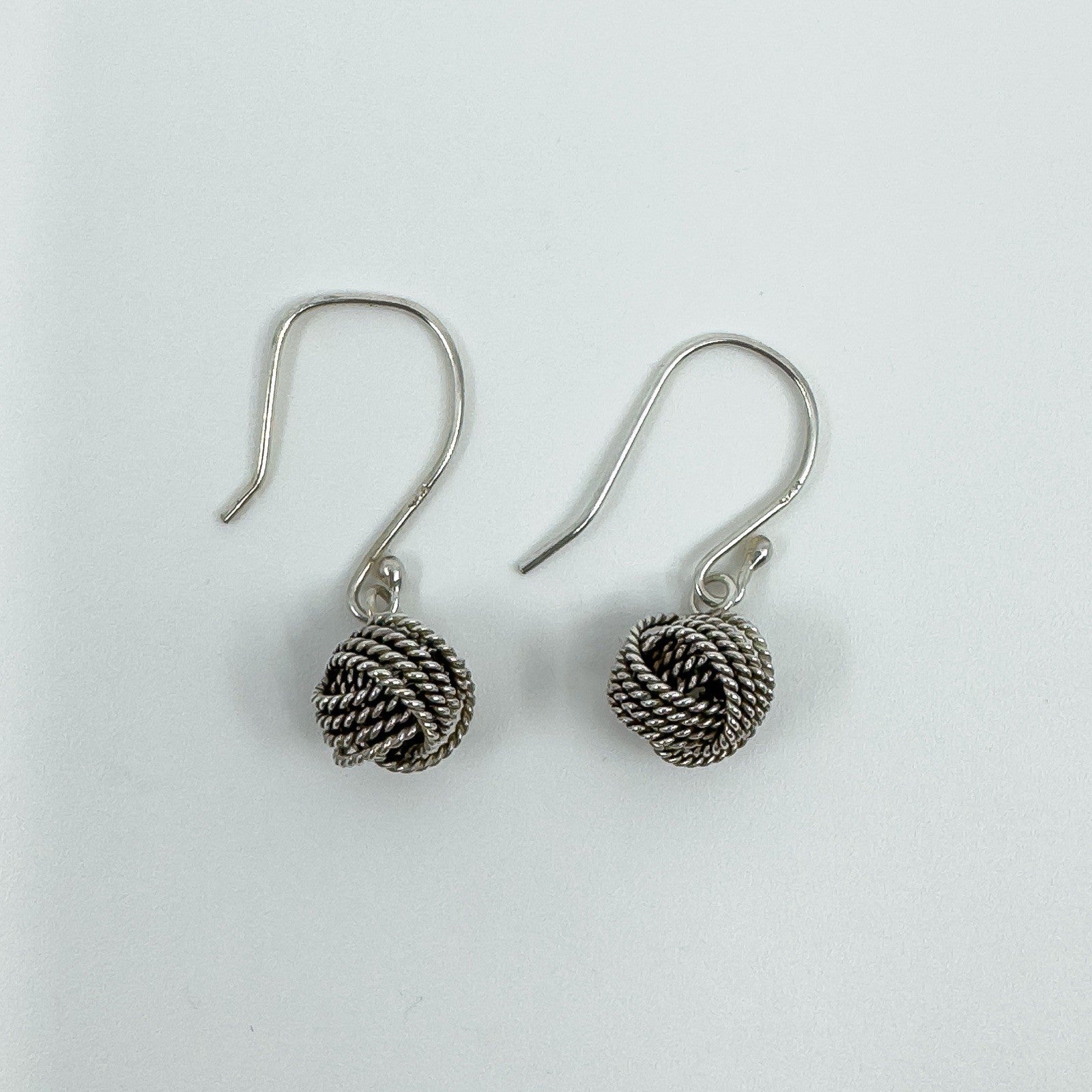 Sterling Silver Lovers Knot Drop Earrings on Shepherd Hooks 925