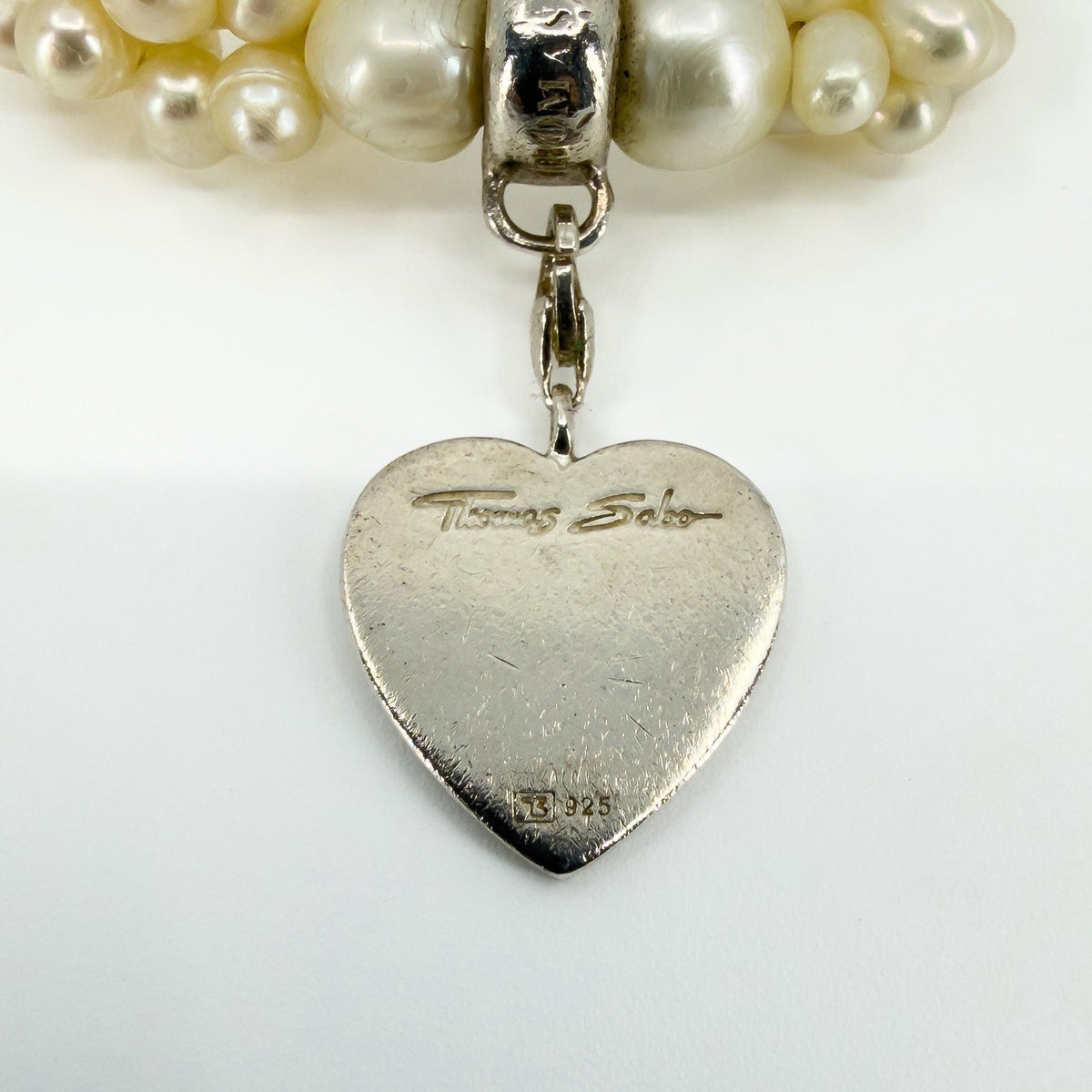Sterling Silver Thomas Sabo Freshwater Stretch Bracelet & Heart Charm 925