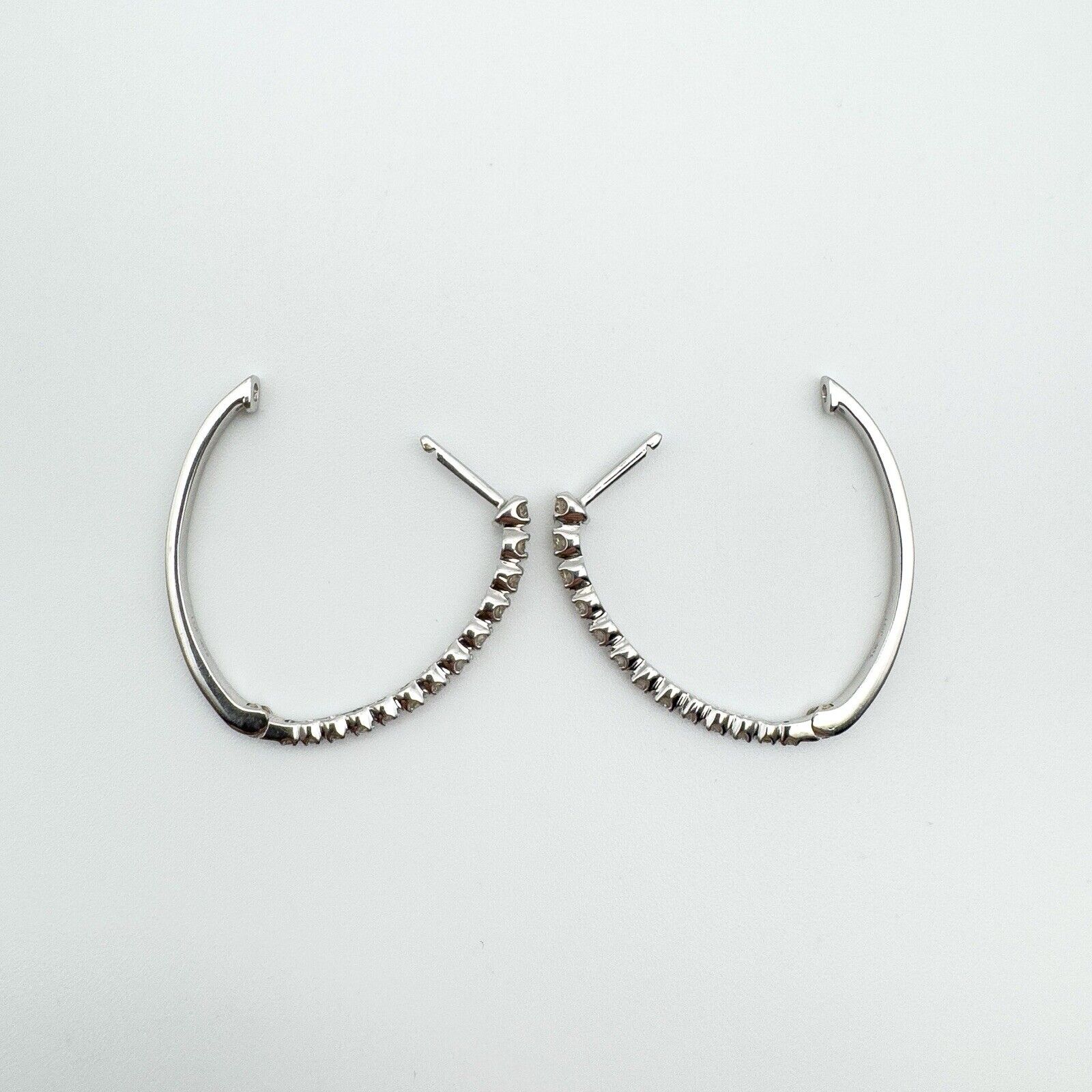 10ct White Gold Large Diamond Hoop Earrings