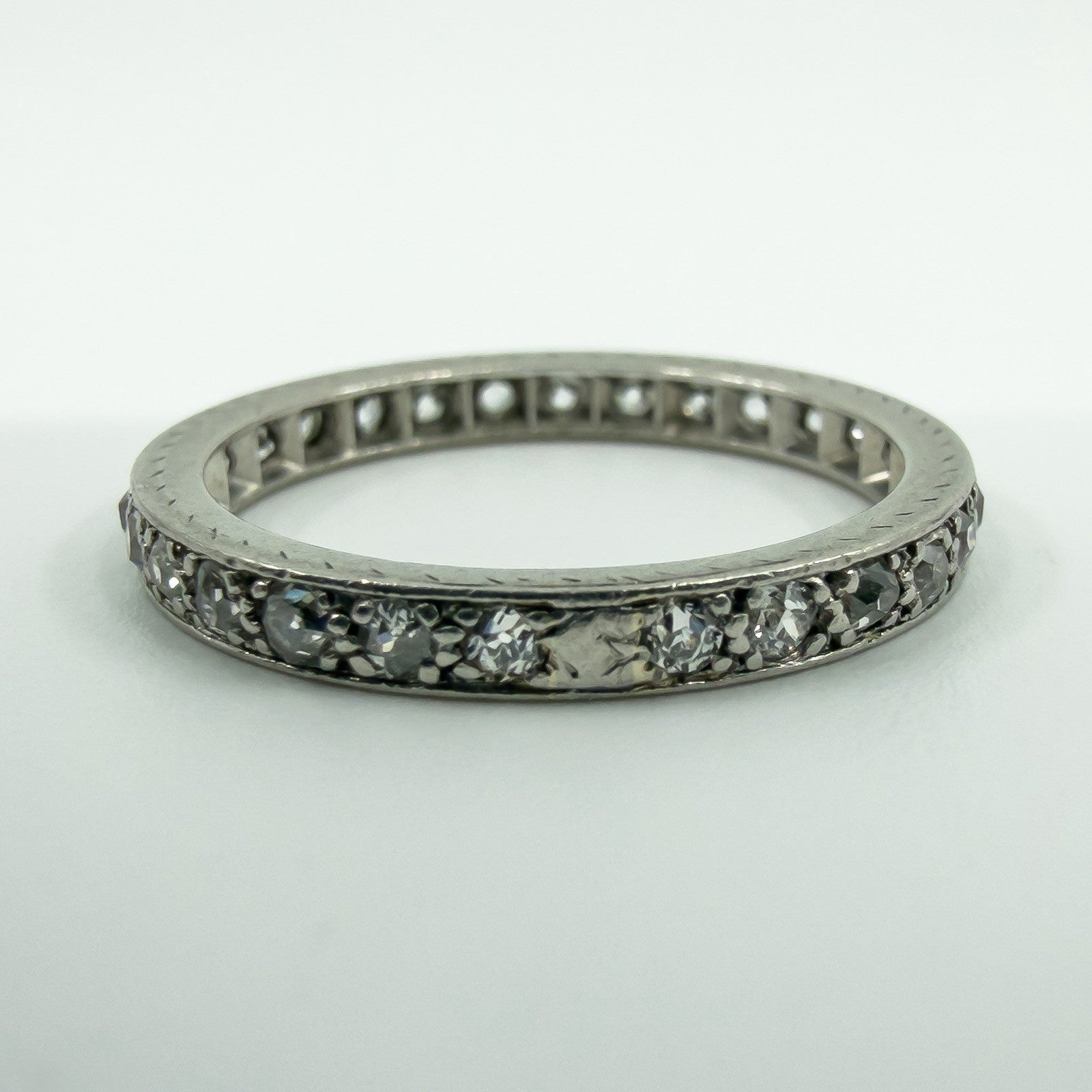 Antique Platinum Old Cut Diamond Full Eternity Band / Ring Size L - M