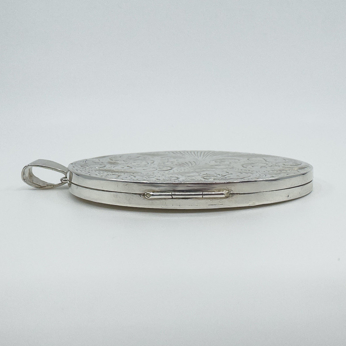 Rare Huge Oversized Chunky Vintage Sterling Silver Oval Photo Locket Pendant 69g