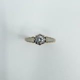 Vintage 18ct Gold & Platinum 0.20ct Diamond Solitaire Ring 750 Size N