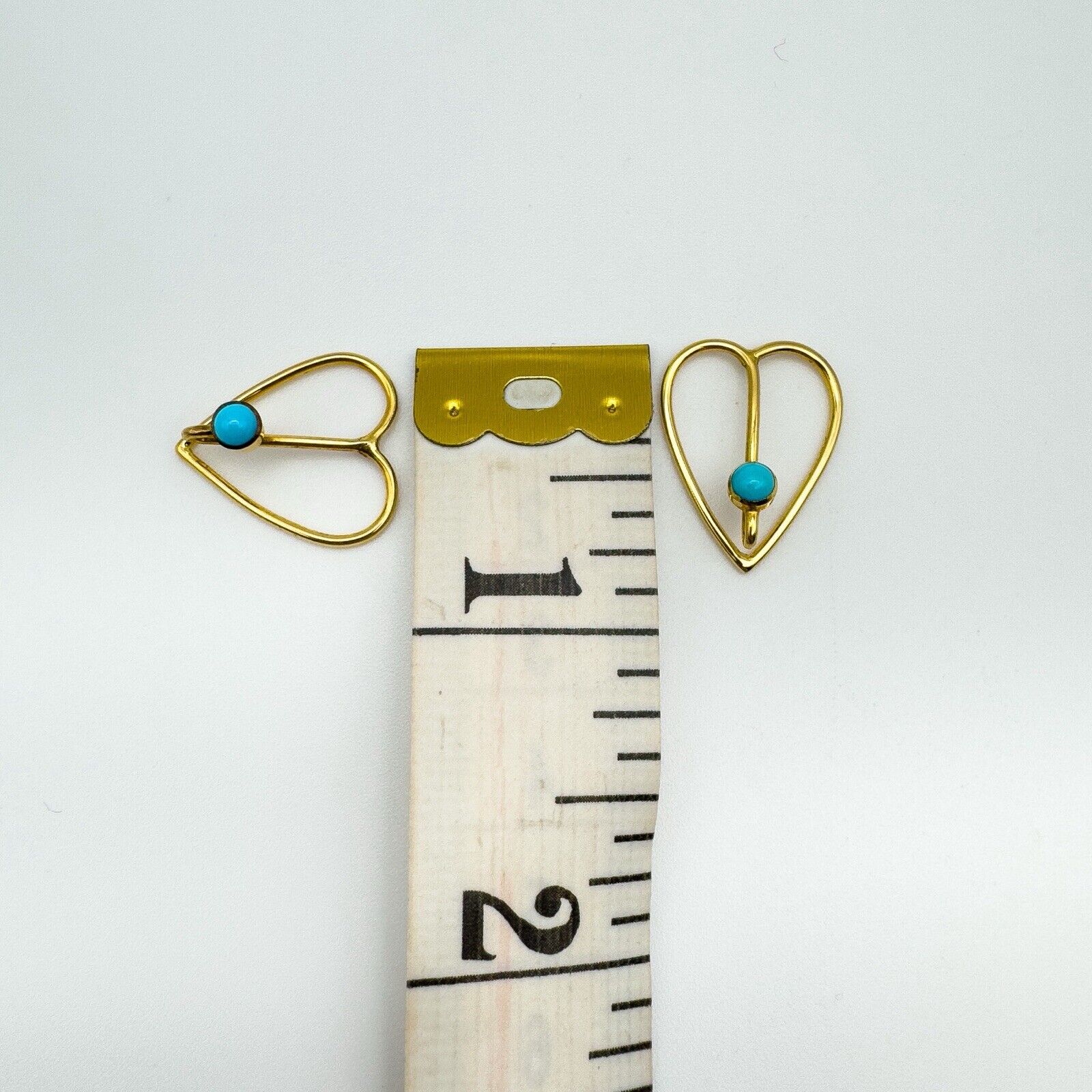 Antique 9ct Gold Turquoise Cufflinks or Collar Clips with Original Box