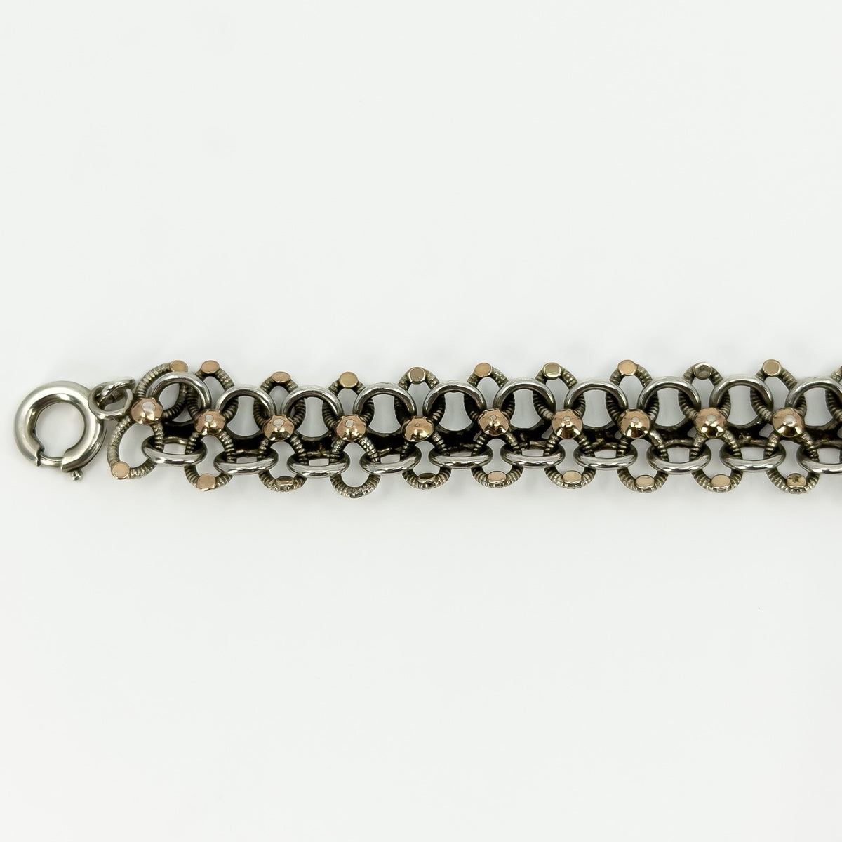 Antique Victorian Sterling Silver & Rose Gold Book Chain & Charm Bracelet 925