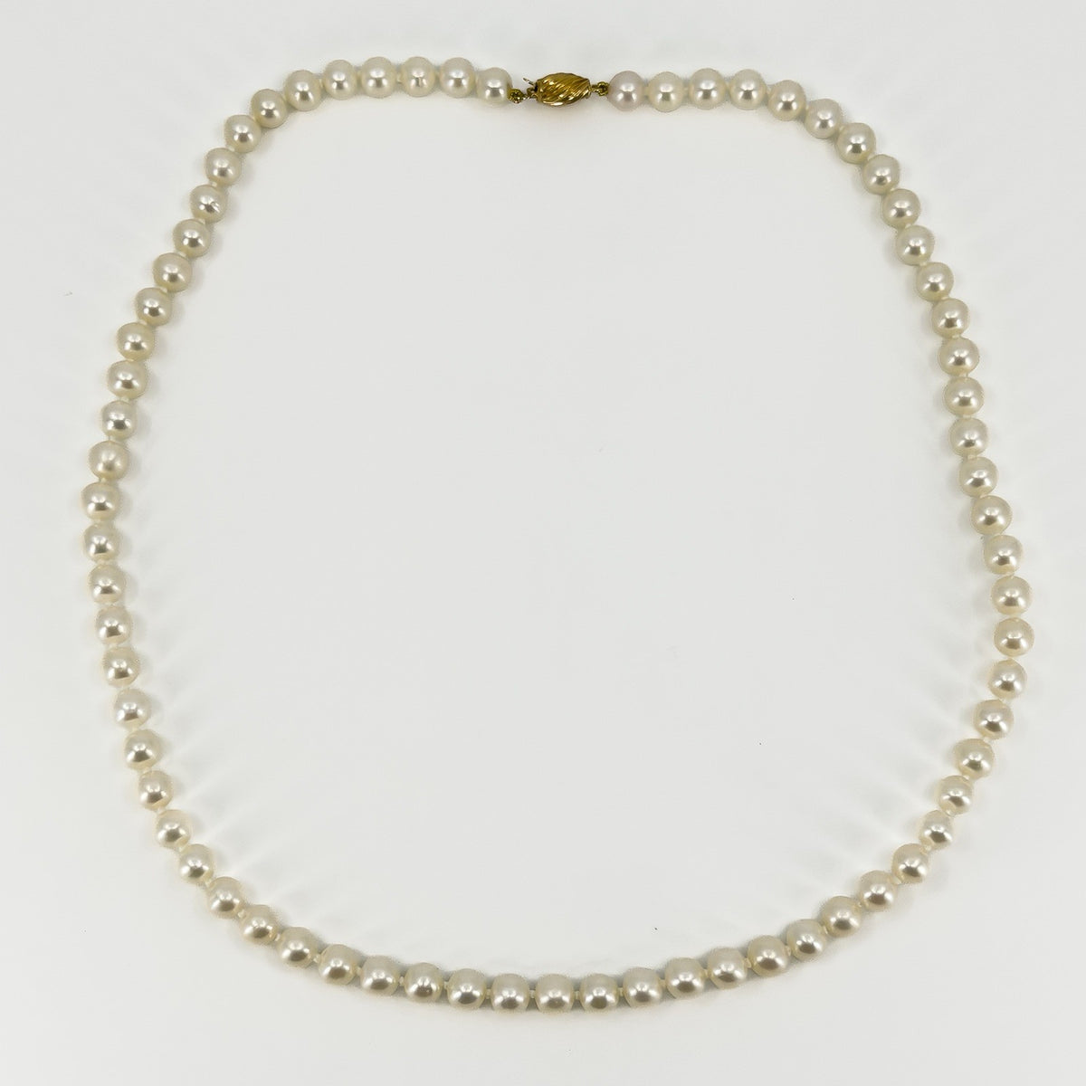 9ct Gold White 6mm Cultured Pearl 18” Necklace 375