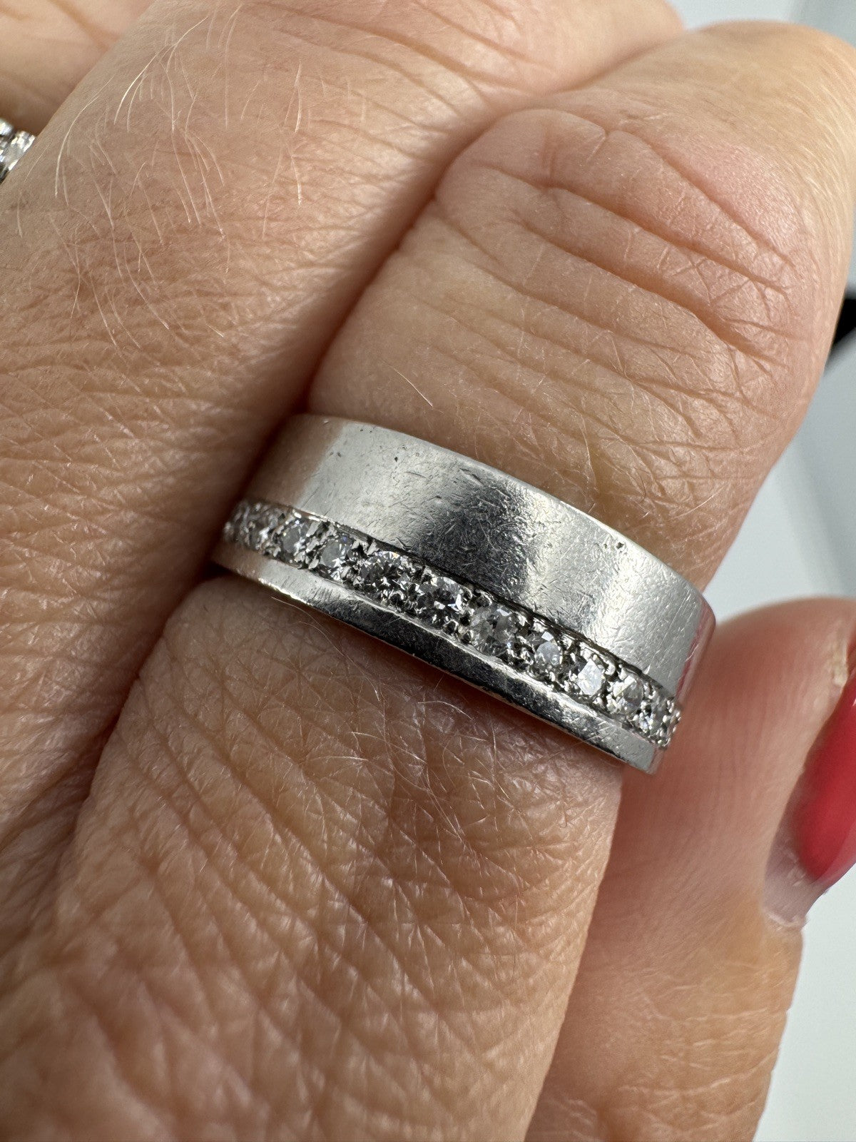 Chunky Wide 6.8mm Platinum Diamond Full Eternity Band / Ring 950 Size O (2007)