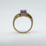 Vintage 9ct Gold 1.75ct Diamond & Amethyst Ring 375 Size R 2004