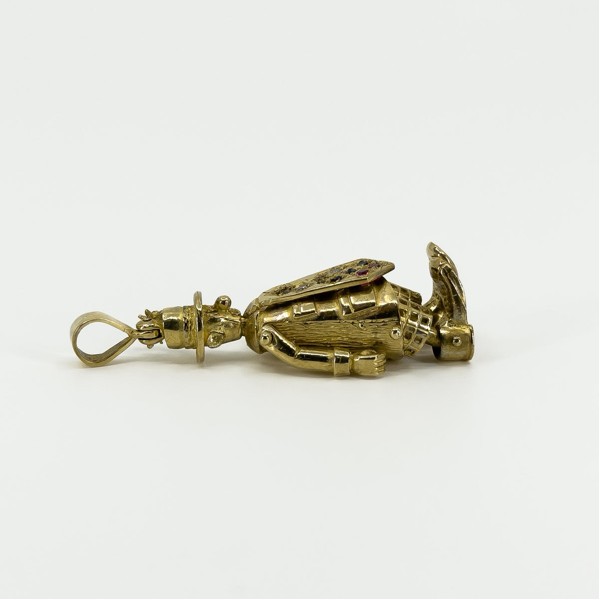 Large Chunky Vintage 9ct Gold Articulated Clown CZ Pendant 375 (1996)
