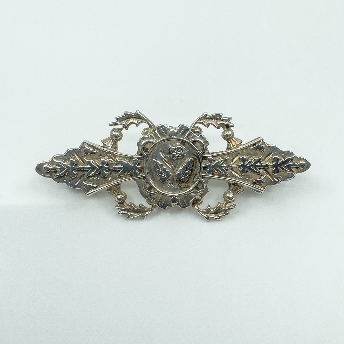 Antique Victorian Sterling Silver Scottish Thistle Brooch 925 (Birmingham 1876)