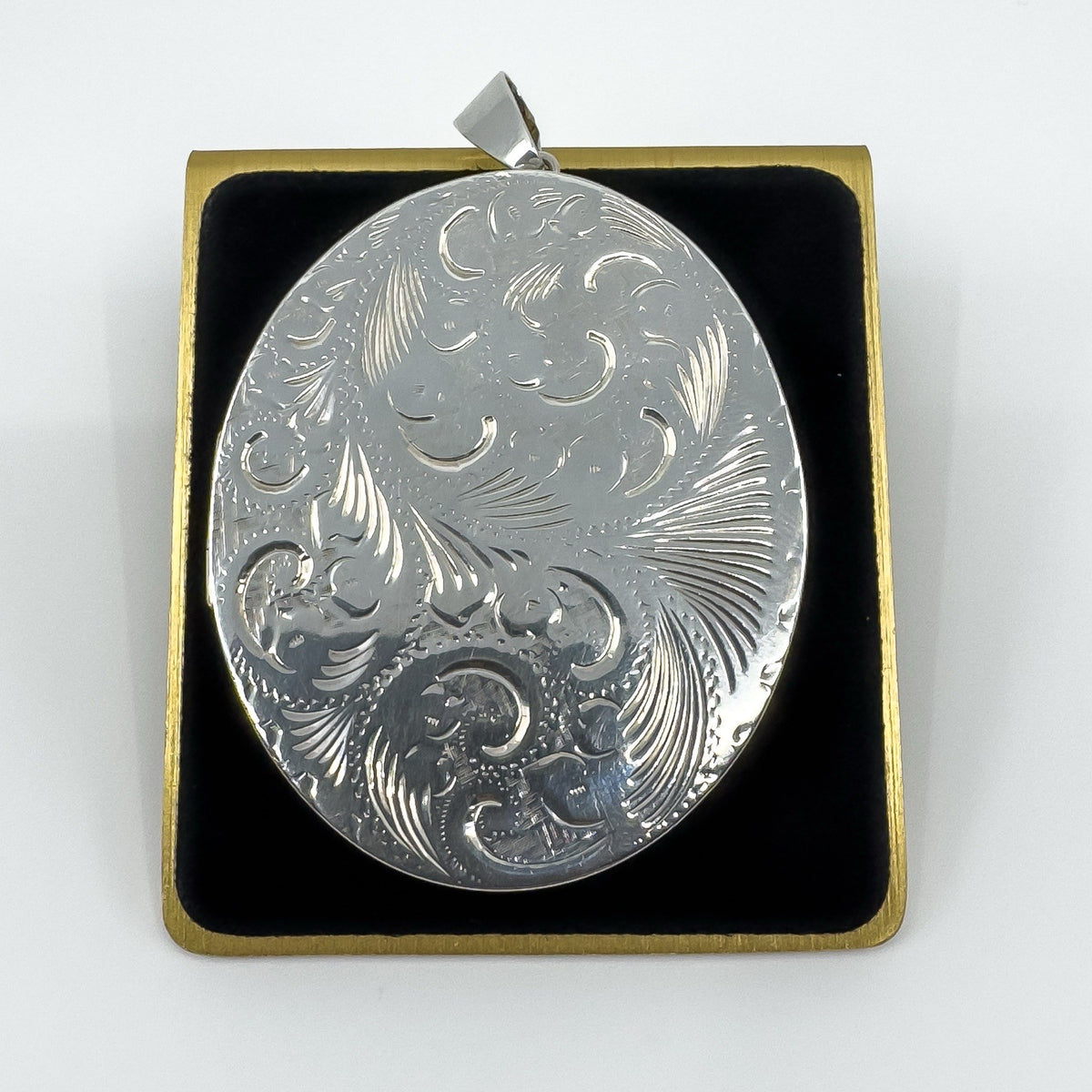 Rare Huge Oversized Chunky Vintage Sterling Silver Oval Photo Locket Pendant 69g