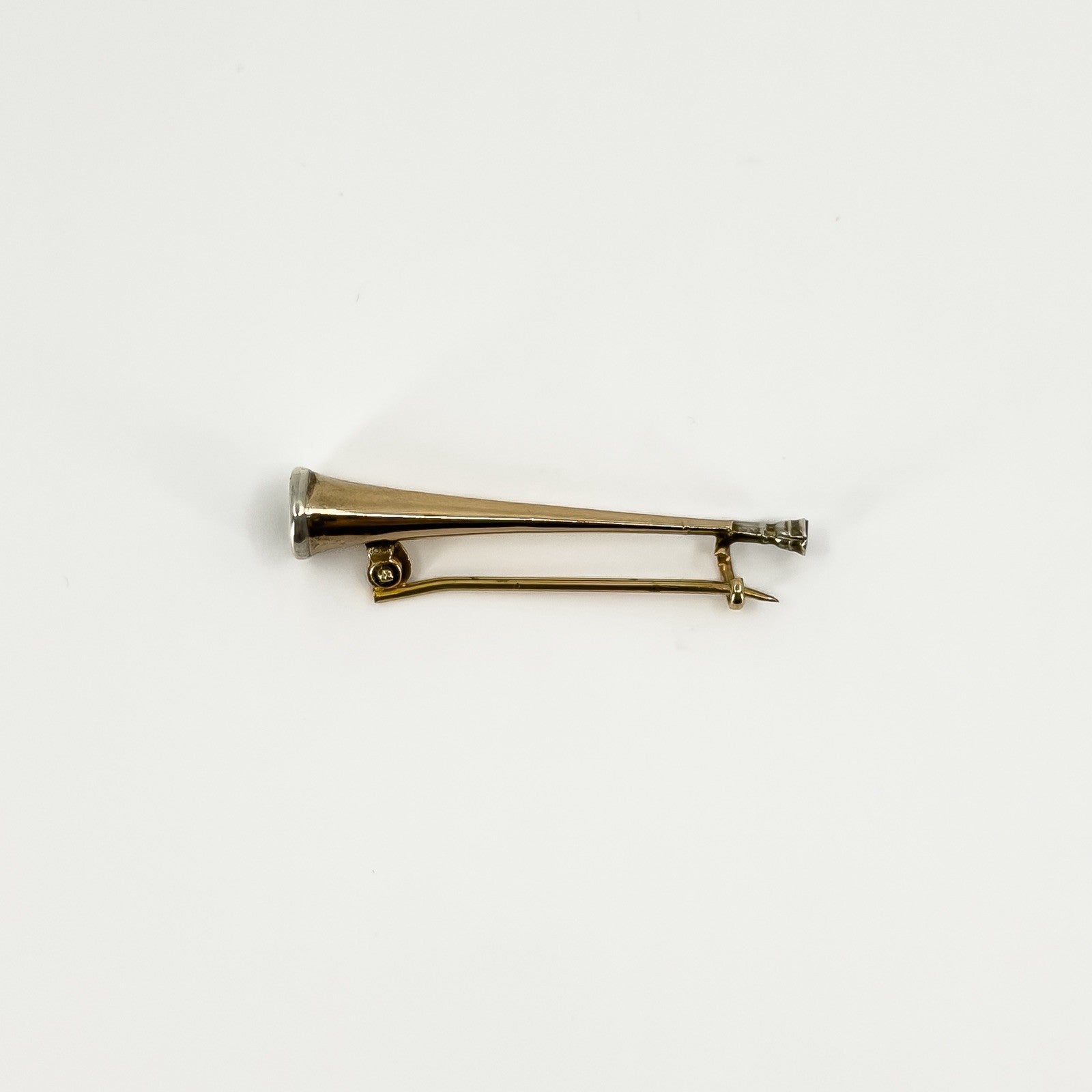 Antique Victorian 9ct Gold Trumpet / Hunting Horn Brooch 375