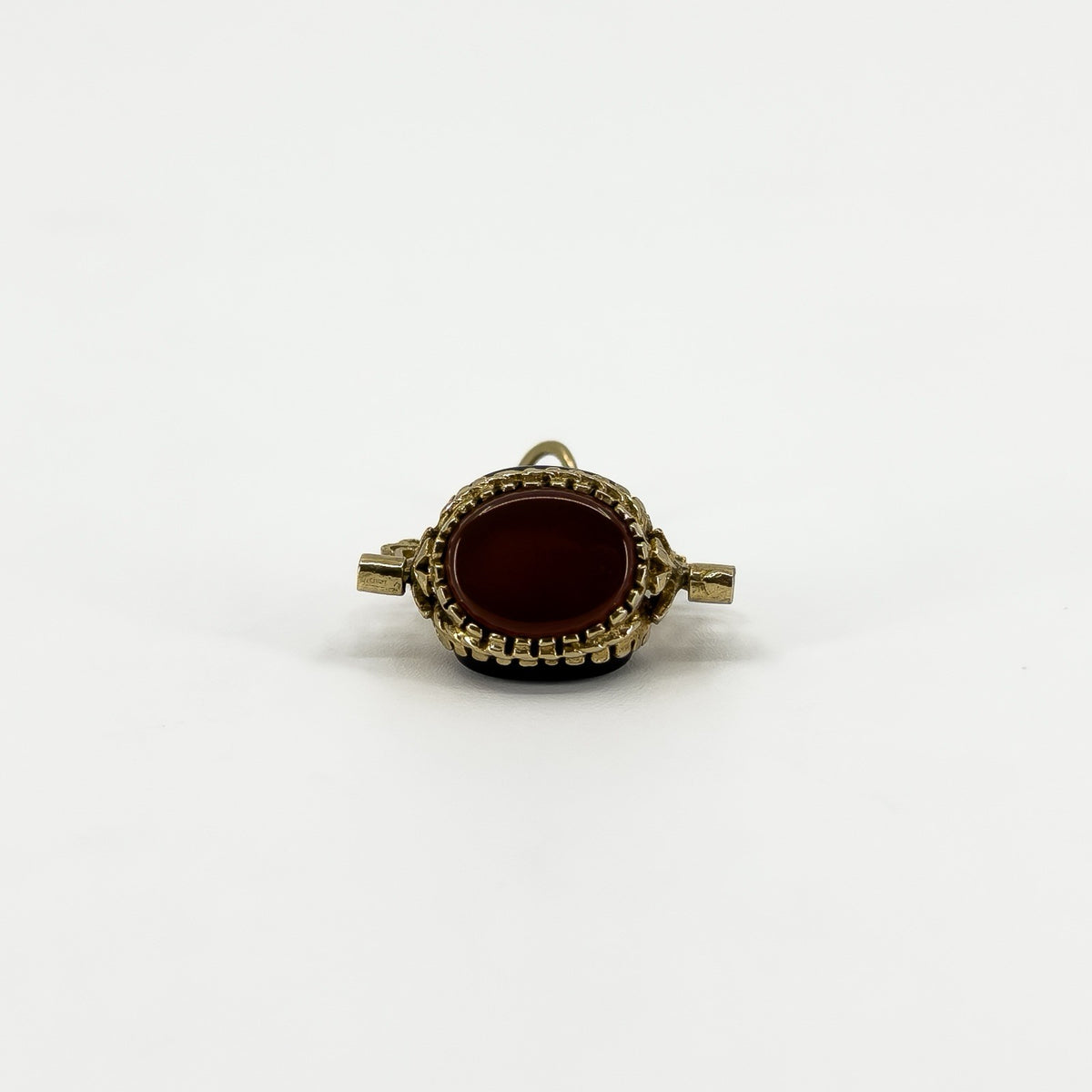 Vintage 9ct Gold Spinning Bloodstone Black Onyx & Carnelian Fob Pendant 375