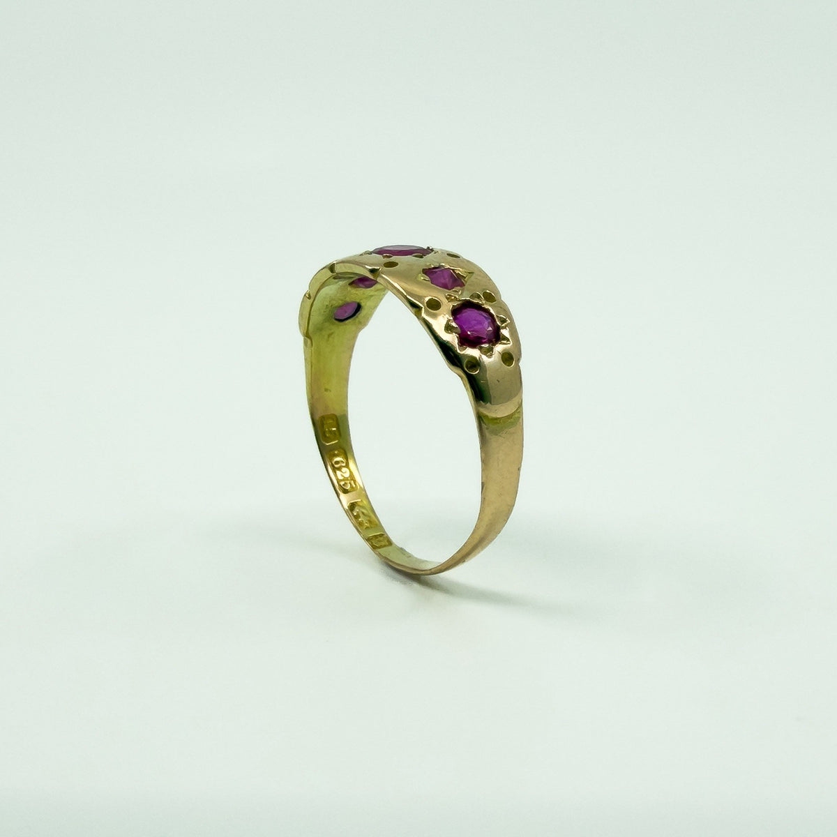 Rare Antique 15ct Rose Gold Natural Ruby Ring 625 Size M (Birm 1881)