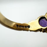 Vintage 9ct Gold 0.50ct Amethyst Half Hoop Band Ring Size L - M 3.7g 1972