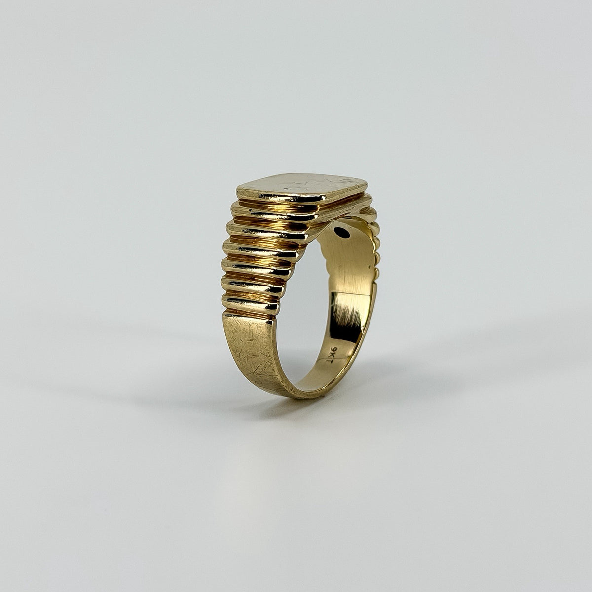 Vintage 9ct Gold Signet Ring 375 Size T - U 375 UNISEX Art Deco Style