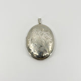 Large Vintage Sterling Silver Oval Floral Engraved Locket 925