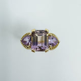 Chunky 9ct Gold 4ct Amethyst Trilogy Ring Size N Engagement Stacking