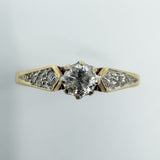 Vintage 9ct Gold 0.20ct Diamond Solitaire Ring 375 Size M Engagement 1989