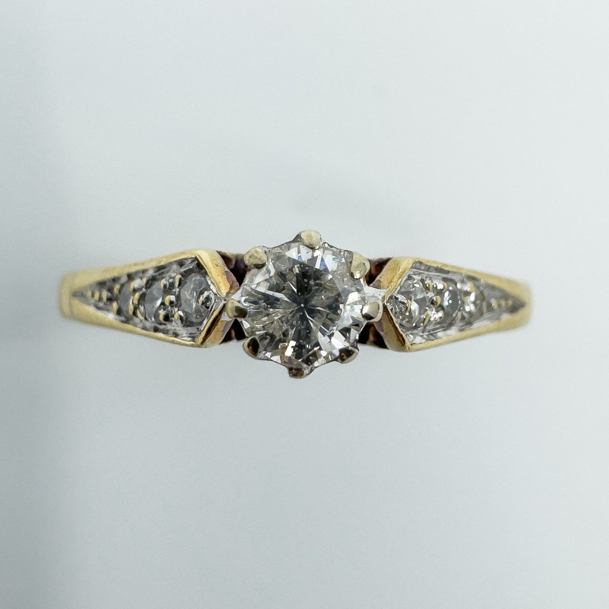 Vintage 9ct Gold 0.20ct Diamond Solitaire Ring 375 Size M Engagement 1989