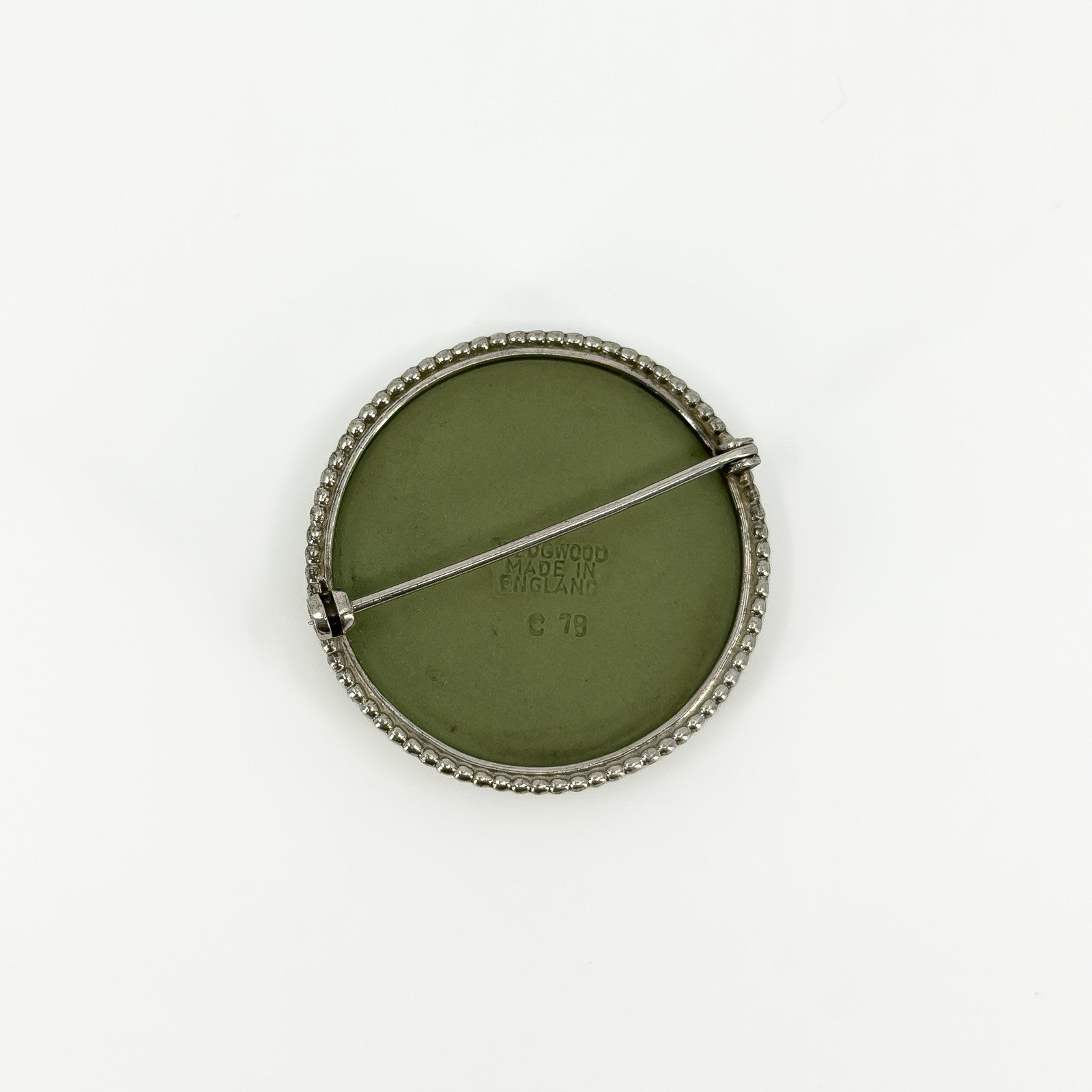 Vintage Sterling Silver Wedgewood Green Jasper Ware Cameo Brooch 925