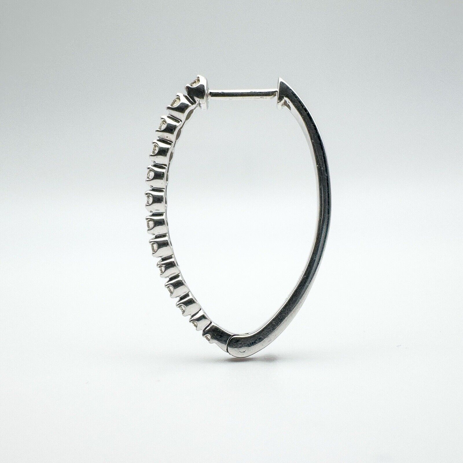 10ct White Gold Large Diamond Hoop Earrings