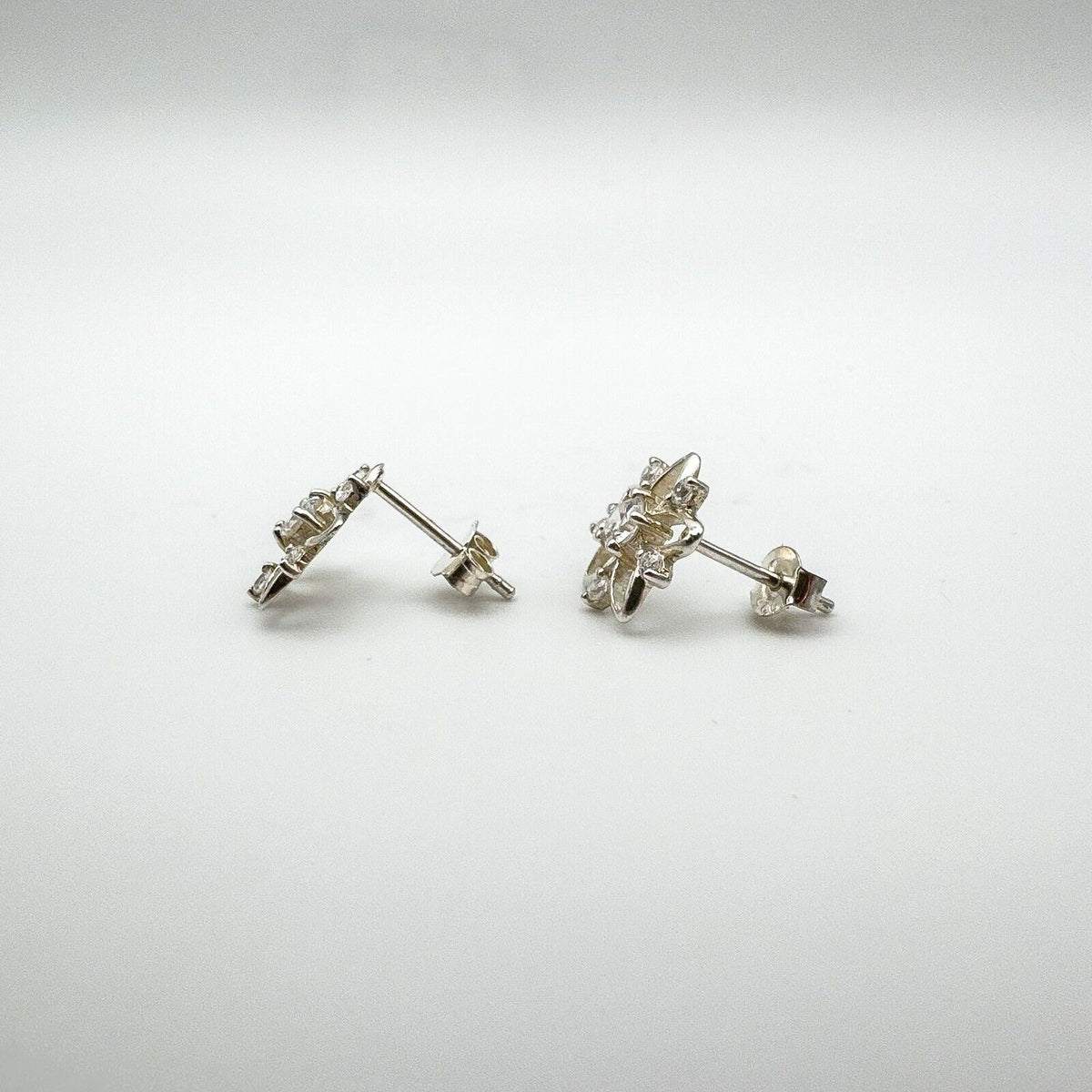 CZ Star Set Stud Earrings in Sterling Silver 925