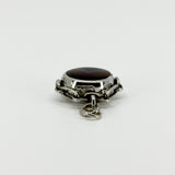 Vintage Spinning Brown Banded Agate & Grey Mop Fob 925 by David Scott Walker