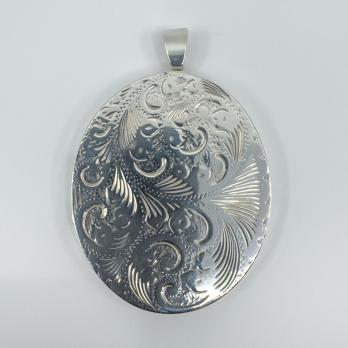 Rare Huge Oversized Chunky Vintage Sterling Silver Oval Photo Locket Pendant 69g