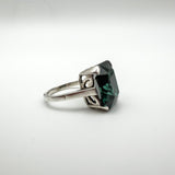 Large Green 6ct CZ Emerald Solitaire Ring in Sterling Silver 925 Size L - M