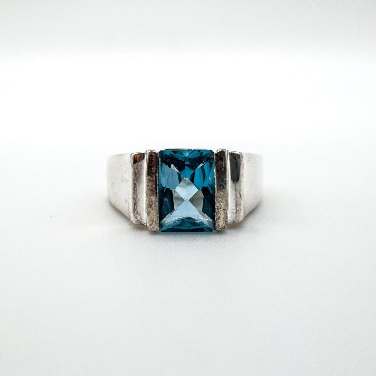 1.5ct Blue Topaz Solitaire Ring Sterling Silver 925 Size K Engagement Stacking