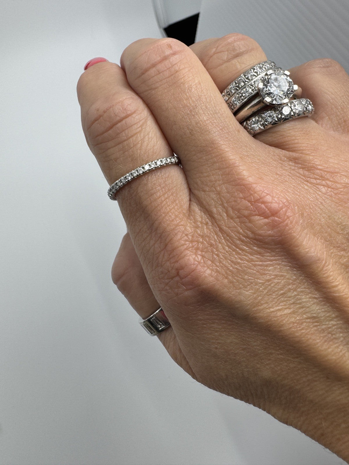 Skinny Platinum 0.28ct Diamond Eternity Band / Ring 950 Size P - Q