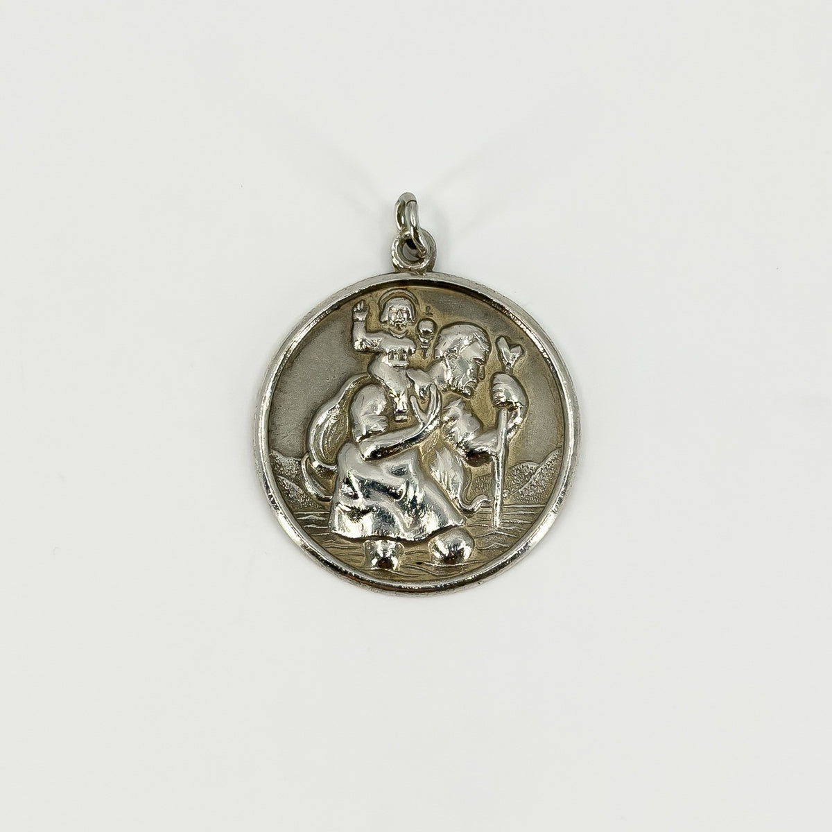 Large Vintage Sterling Silver St. Christopher Pendant 925 by Charles Horner