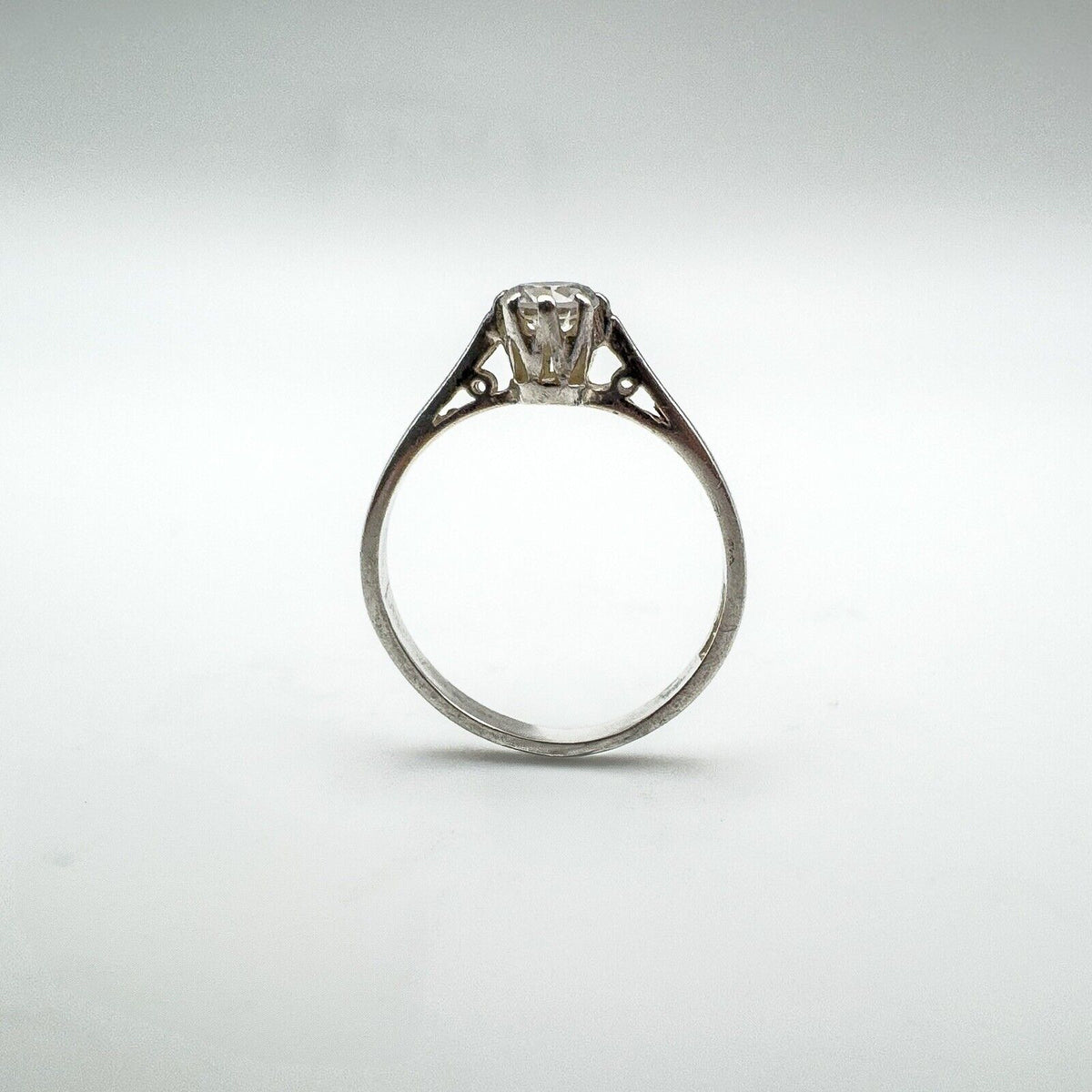 Vintage 0.25ct CZ Solitaire Ring in Sterling Silver Size L - M