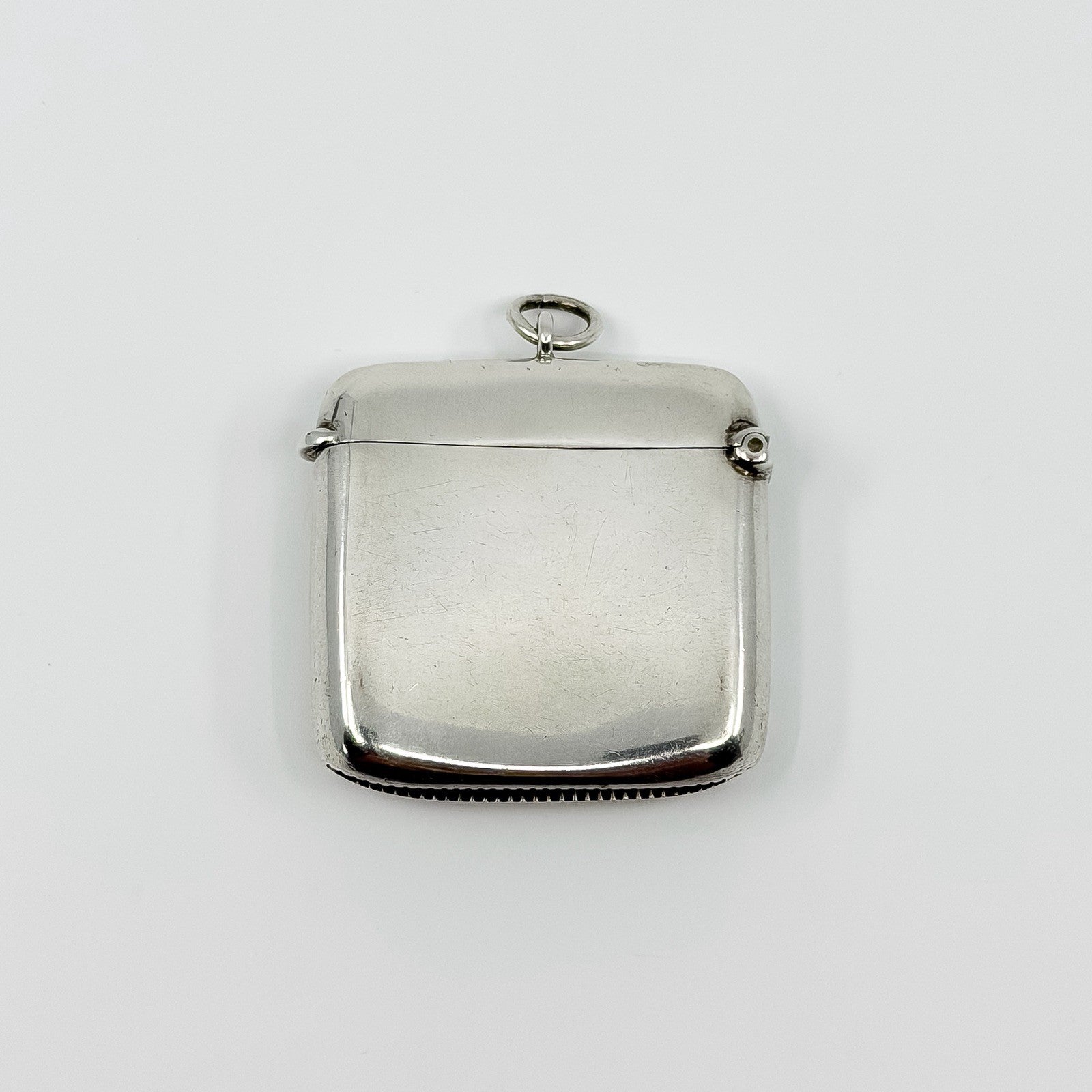 Large Antique 1904 Sterling Silver Reversible Vesta Case Engraved Locket 925