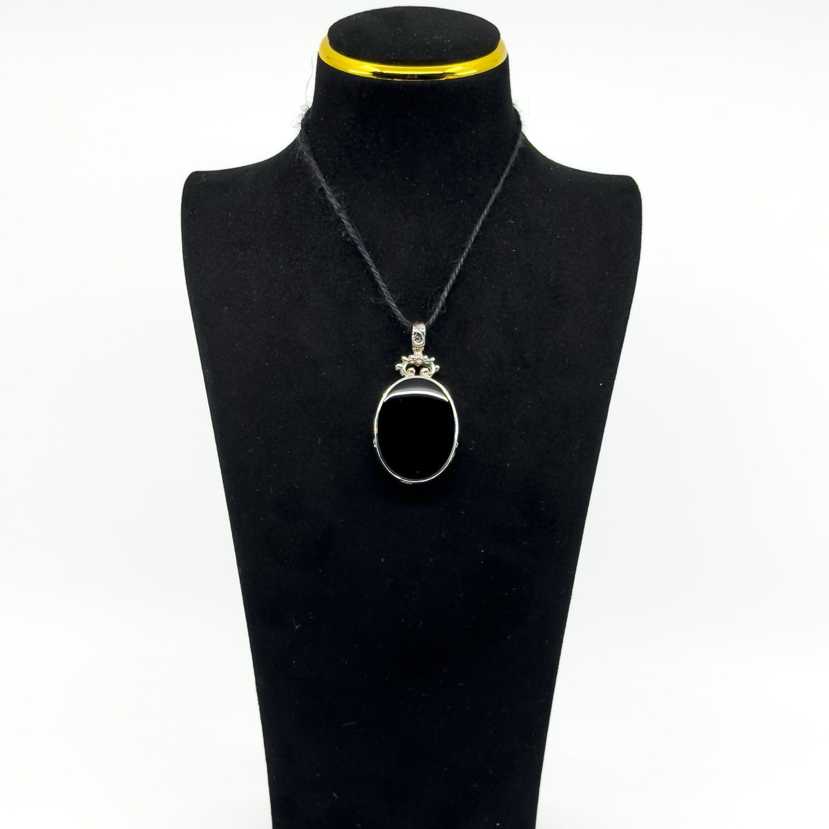 Chunky Vintage Double Sided Black Onyx & MOP Pendant 925 by David Scott Walker
