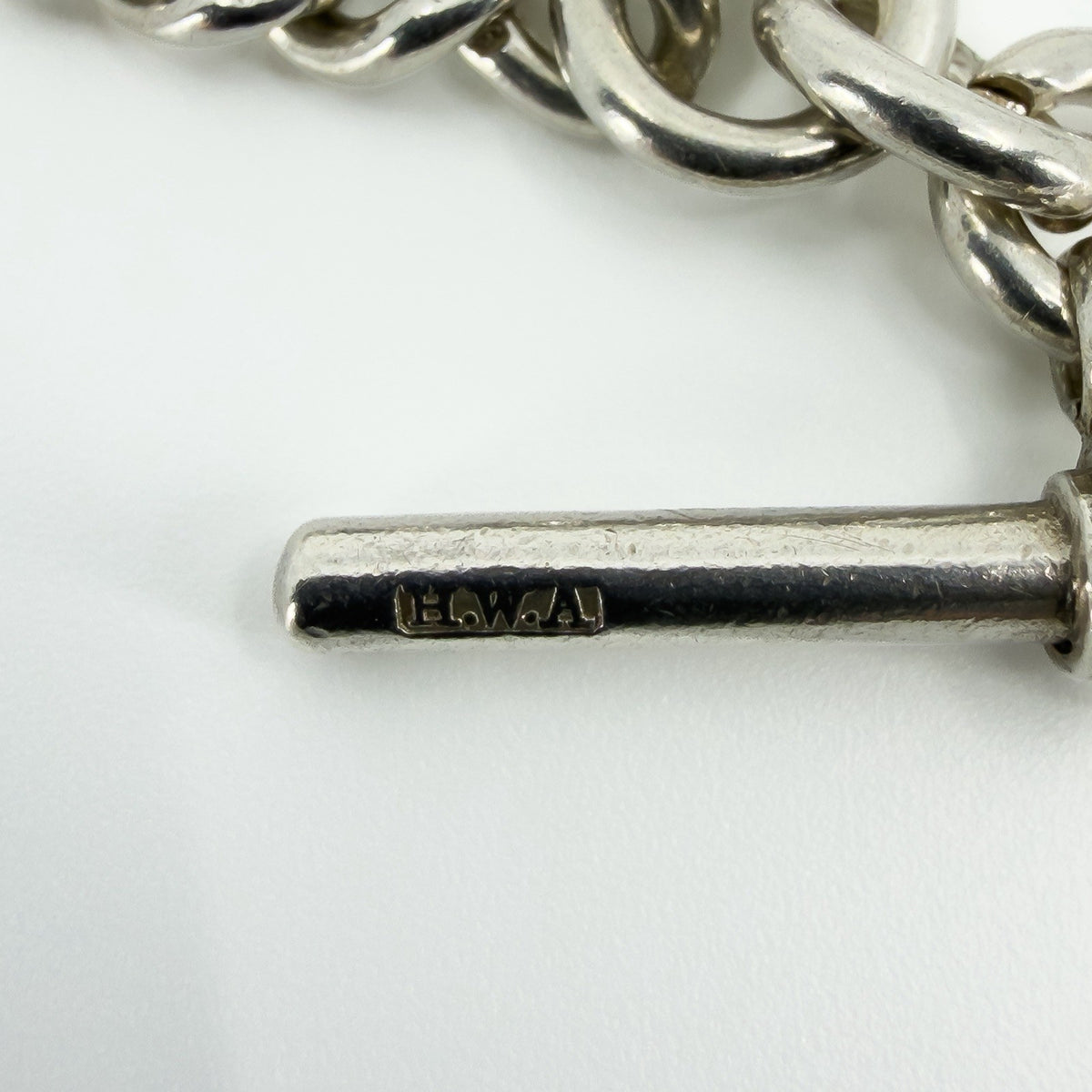 Antique 1899 Sterling Silver 14.5" Albert Curb Chain & T-Bar Pendant 925