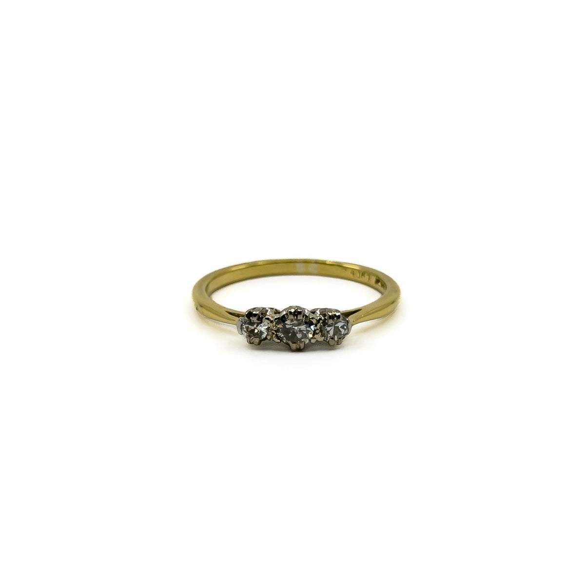 Vintage 18ct Gold 0.30ct Diamond Trilogy Ring 750 Size Q