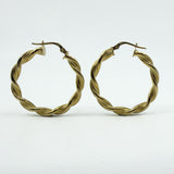 Large Vintage Twisted 9ct Gold Hoop Earrings 375
