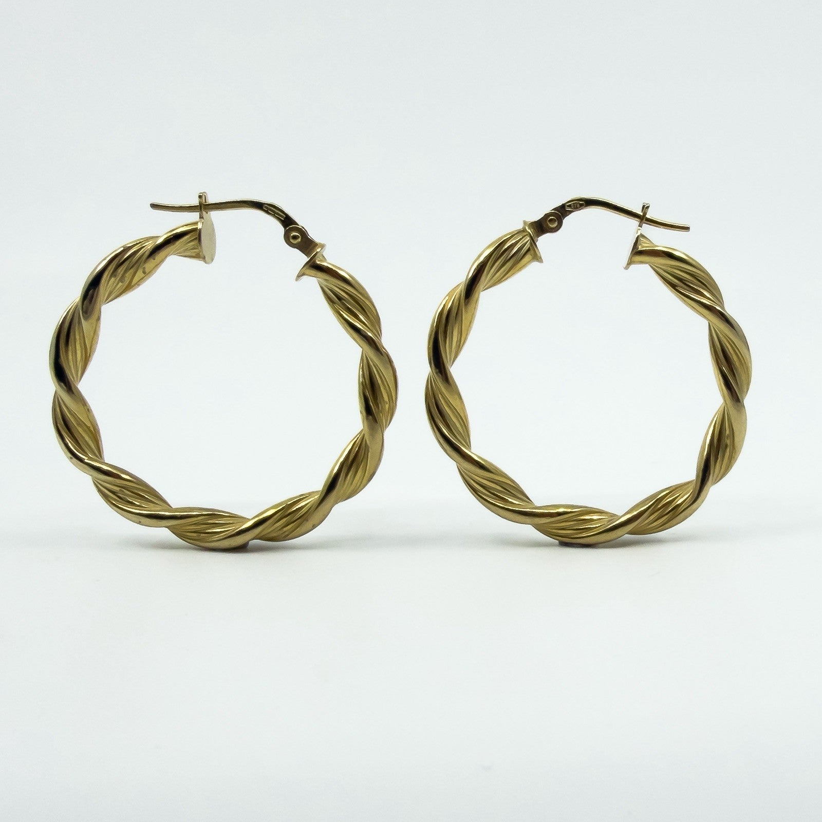 Large Vintage Twisted 9ct Gold Hoop Earrings 375