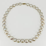 14ct Gold Cultured Freshwater Button / Disk Pearl 18” Necklace 585