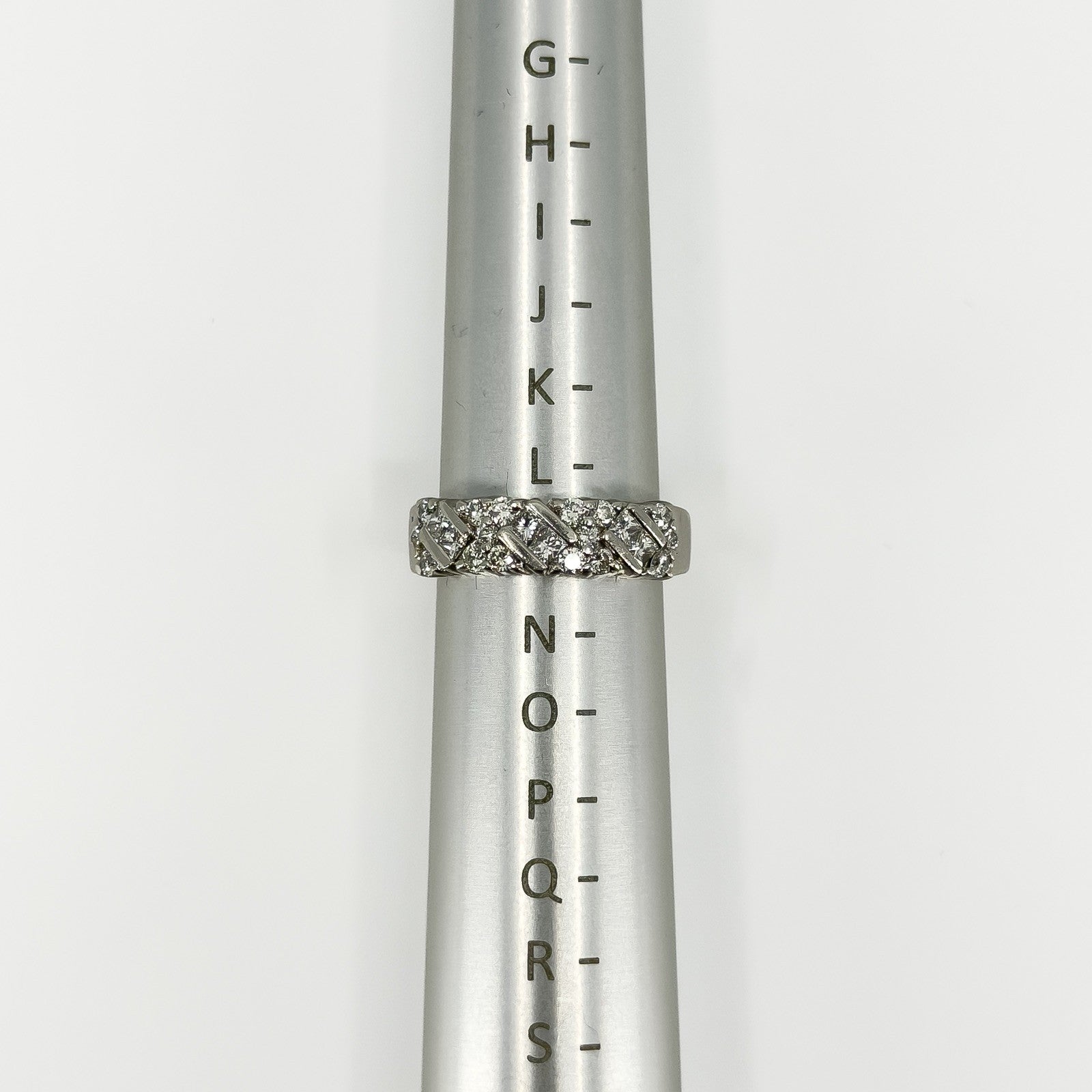 Wide Chunky Platinum Diamond Band / Ring 950 Size L - M