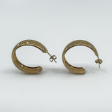 Large Vintage 9ct Gold Matt Diamond Cut Hoop Earrings
