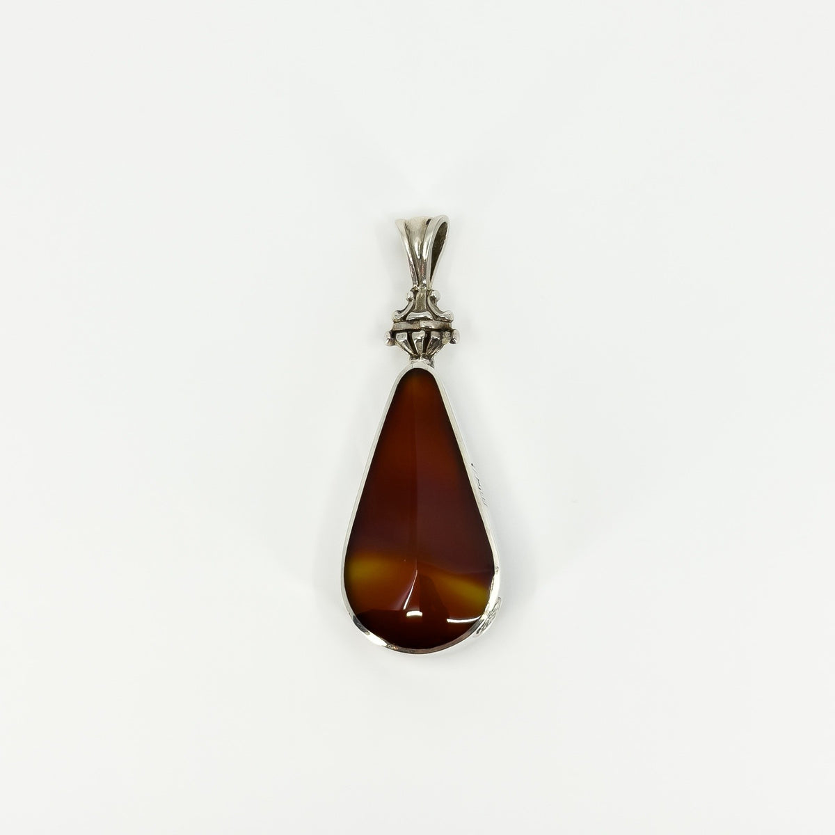 Large Chunky Vintage Blue & Brown Banded Agate Pendant 925 by David Scott Walker