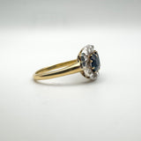 Antique 18ct Gold1.80ct Trilogy Sapphire & Rose Cut Diamond Ring Size R - S