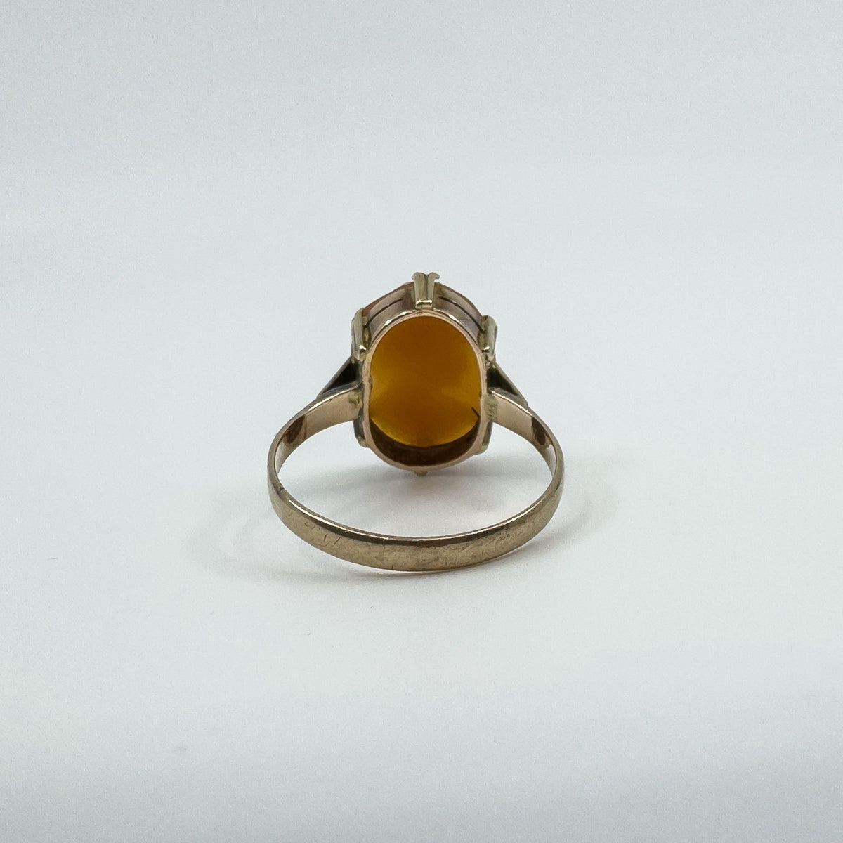 Vintage 9ct Gold Large Chunky Carved Cameo Ring 375 Size P