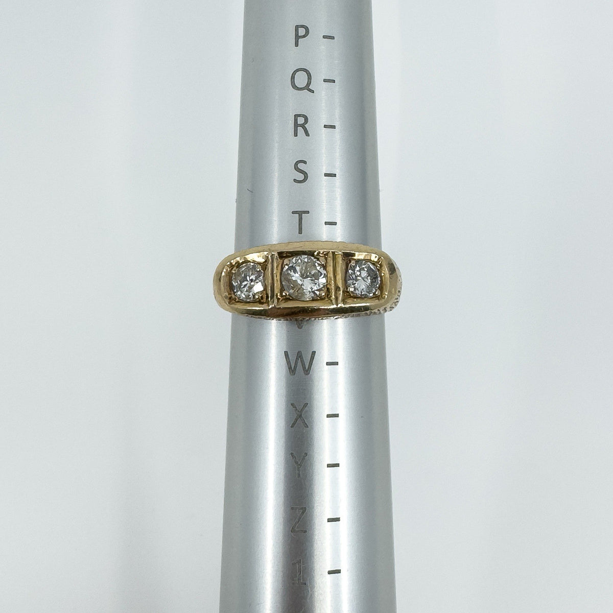 Chunky Vintage 9ct Gold 1.30ct Starburst Diamond Trilogy Ring Gypsy Band Size U