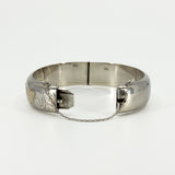 Chunky Vintage Sterling Silver & Rose Gold Engraved Floral Bangle 925 Birm 1959