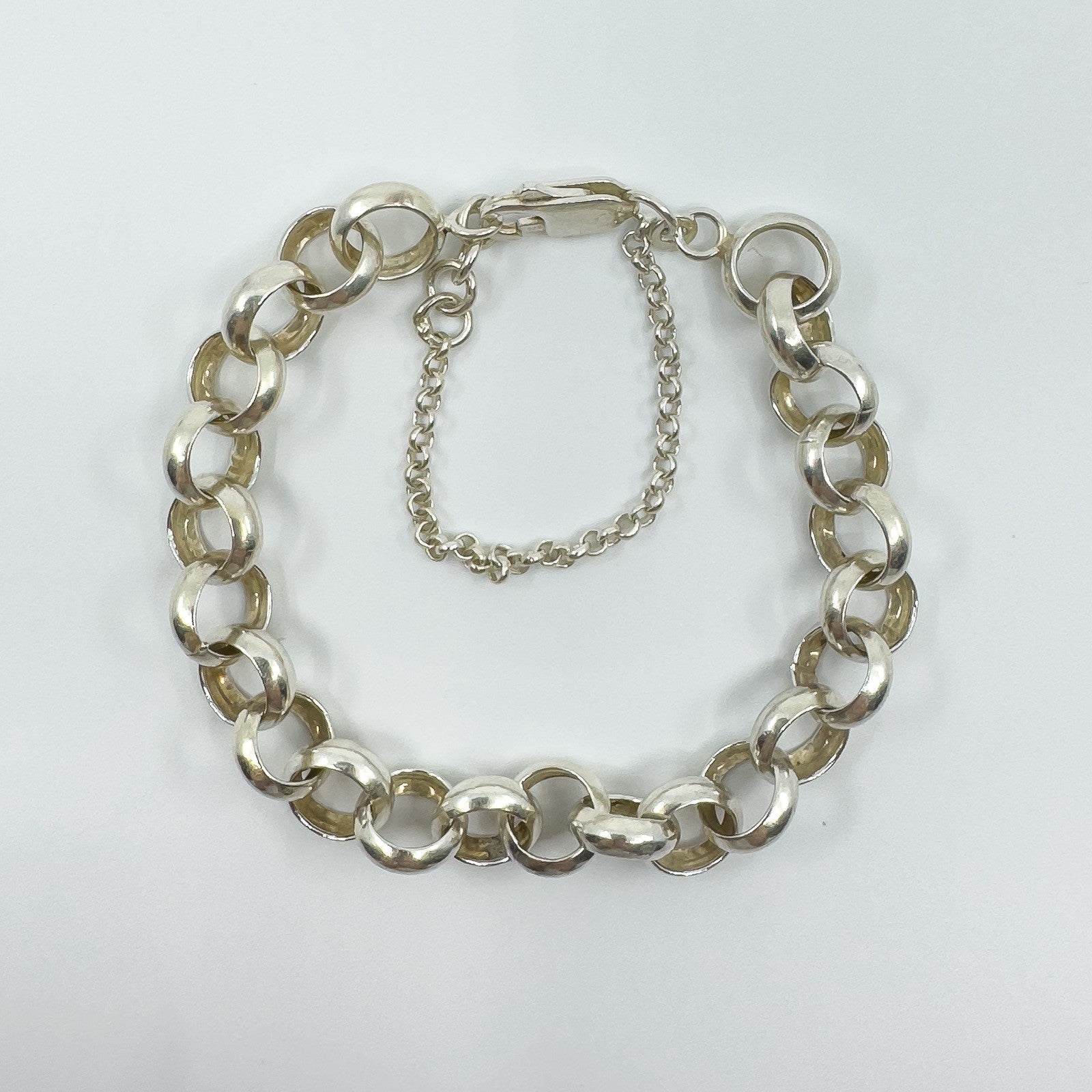 Sterling Silver Chunky Belcher Chain 7.5” Bracelet 925 Adjustable 16g
